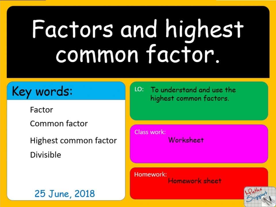 Maths KS3 1 03 2 Factors And Highest Common Factor