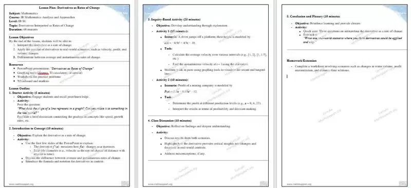 Maths IBAA – 5.013 Rates of change